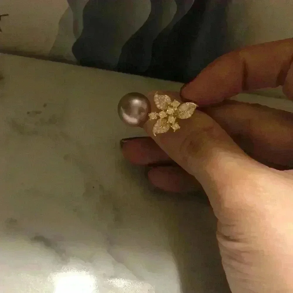 10mm Custom Made Genuine Pearl Clover Ring